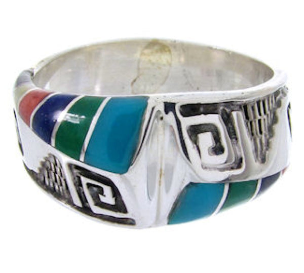 Southwest Sterling Silver Multicolor Water Wave Ring Size 5-1/4 WX81394